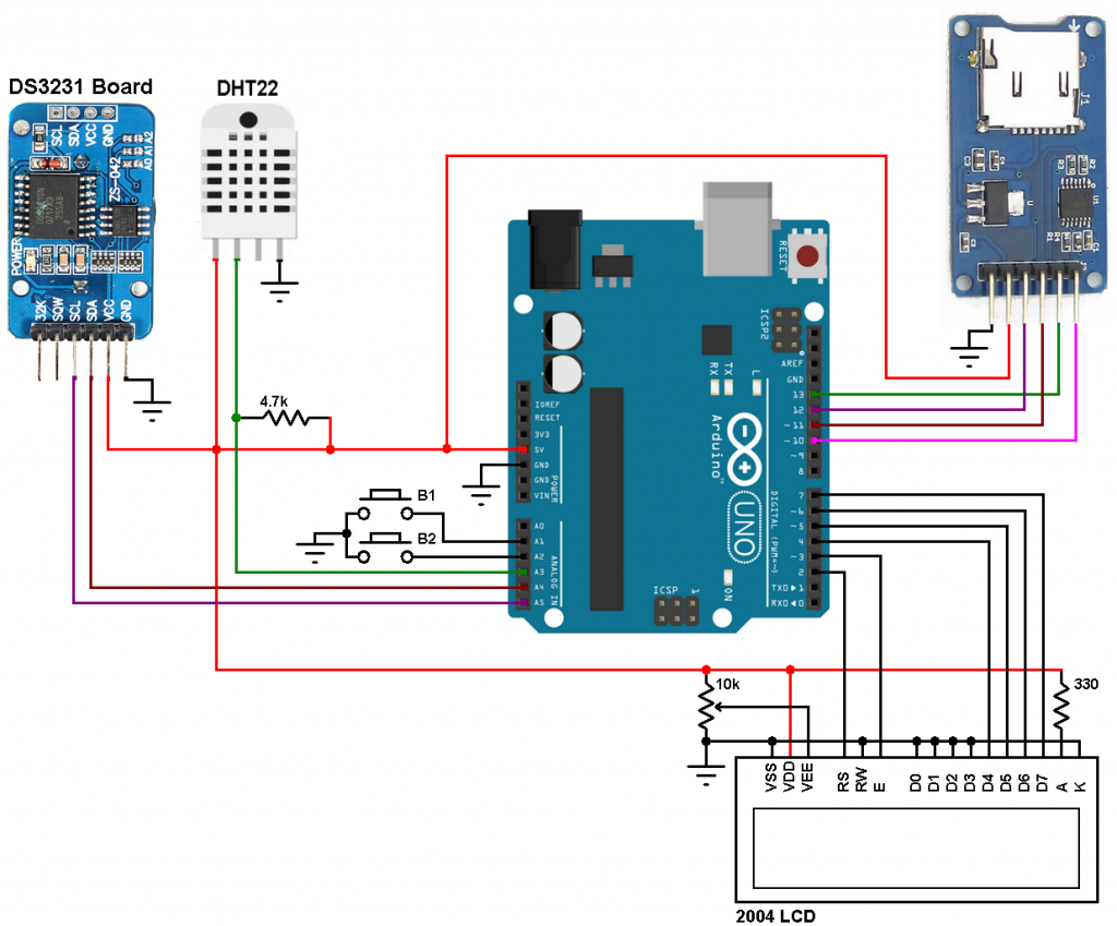 arduino datalogger ds3231 dht22 micro sd card adapter